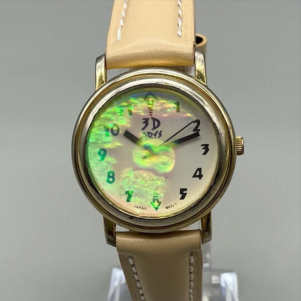 3D Arts Holo Watch Womens Watch 30mm Owl Holographic Dial Leather New Battery